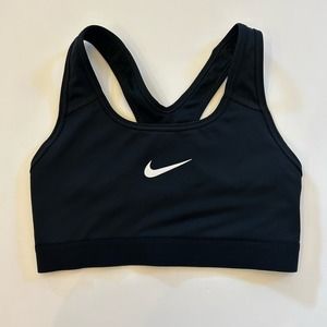 Nike Womens Dri-Fit Swoosh Black White Athletic Sports Bra No Padding XS
